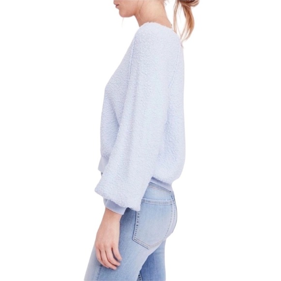 FREE PEOPLE Light Seafoam Green Found My Friend Nubby Cropped Sweater Size Small - Picture 3 of 7